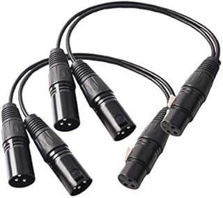 Devinal XLR Splitter Female to 2 Male Cable, XLR Female to Dual XLR Male Balanced Patch Y Cable, 3 PIN XLR Jack to 2 XLR Plugs Adaptor Cord - 1 Feet 2 Pack