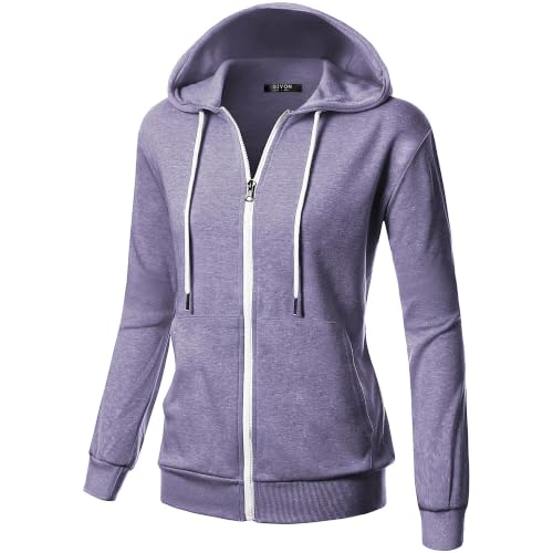 Image of GIVON Basic Lightweight Zip-Up Hoodie Long Sleeve Thin Jacket for Women with Plus Size