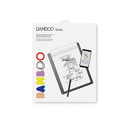 Image of Wacom Bamboo Slate Digital Notepad A4 (Letter Size) /Large Smart Notebook With Digitisation Technology Incl. Stylus With Ballpoint Pen /Compatible With Android And, gray