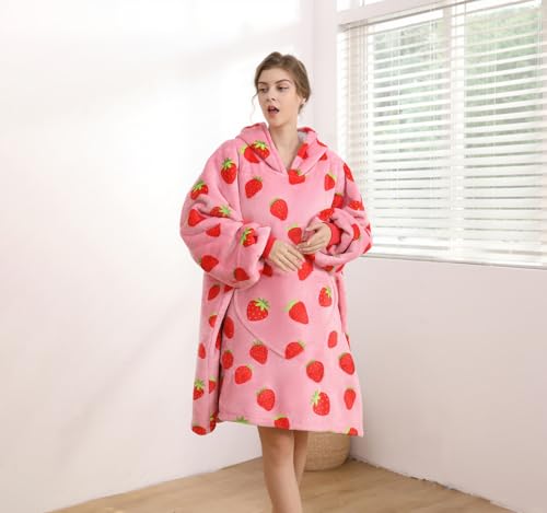 Dietersler Strawberry Sherpa Wearable Blanket Hoodie — view 6