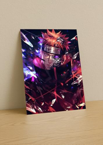 Image of NIJUKA Anime Printed Metal sheet Poster For Home And Room Decoration | For Anime Art Fans Boys And Girls (Akatsuki member pain mighty push)