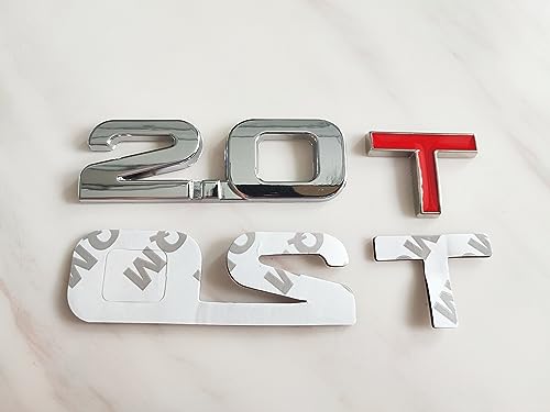 Image of 2X 2.0T Emblem 3D Emblem Decal Sticker Suitable for Cars and Trucks (Silver Red)