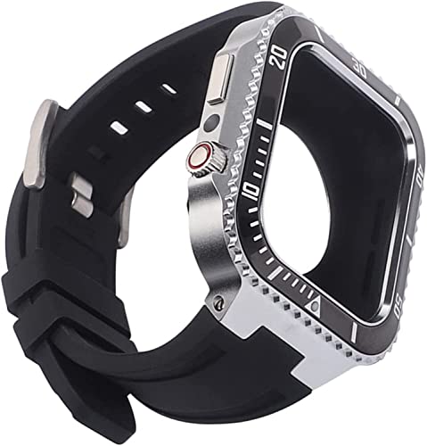 Coque montre en acier inoxydable résistant avec bracelet antichoc pour Apple Watch 44mm 45mm