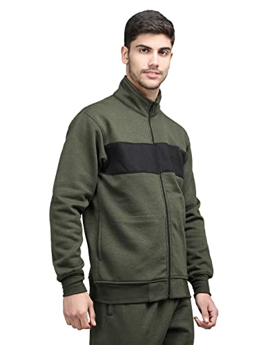 Image of CHKOKKO Fleece Men Winter Sports Running Zipper Collared Neck Stylish Jacket