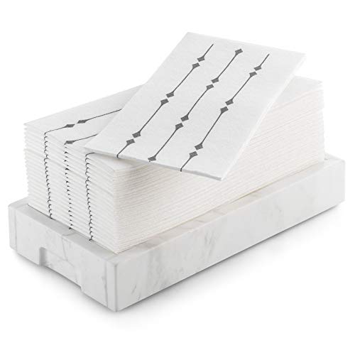 Bloomingoods Disposable Hand Towels & Decorative Bathroom Napkins | Soft And Absorbent Linen-Feel Paper Guest Towels For Kitchen, Parties, Weddings, Dinners Or Events | White And Silver (100-Pack) #TOP4