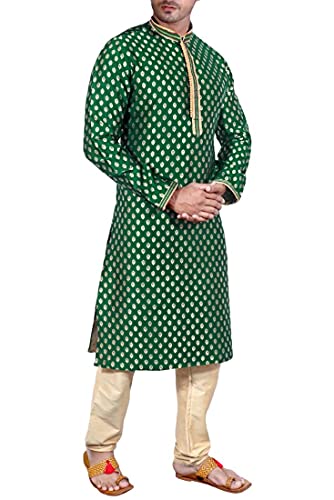 SK105 Men's Green Kurta Pajama Set Wedding Kurta Pyjama Indian Party Suit2