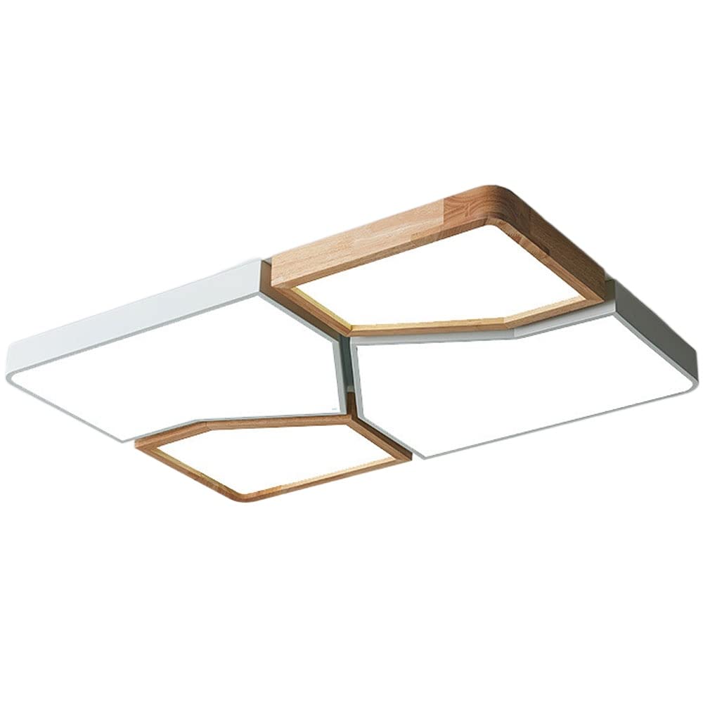ITOSUI Deluxe LED Flush Mount Ceiling Light, Rectangular Stylish Wooden Metal Lighting Fixture, Super Bright 3000k/4000k/6500k Saving Ceiling Lamp, for Children's Room, Aisle, Cloakroom