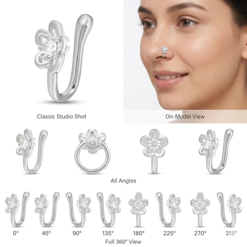 Image of RUVEE Nose & Ear Clip Titanium Plated Pin Non Pierced Just Press for Women & Girls Septum Ring