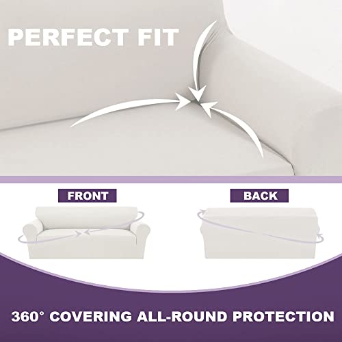 Meillemaison 2023 New Version Couch Cover Stretch Sofa Cover 1 Piece Sofa Slipcover Washable Furniture Protector For Pets Non Slip Sofa Couch Cover With Elastic Bottom (Oversized Sofa, Ivory) #TOP3