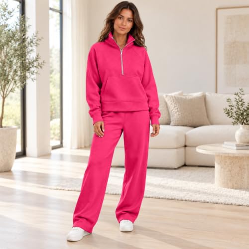 Travel Outfits for Women 2 Piece Sets Plus Size Fleece Palazoo Tops - image 3