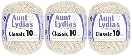 Aunt Lydia's Crochet Cotton Classic Crochet Thread Value Size 10 (3-Pack) Natural 151-226
