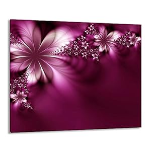 FTB Gsmarkt Herdabdeckplatte Glasbild Blume 60x52