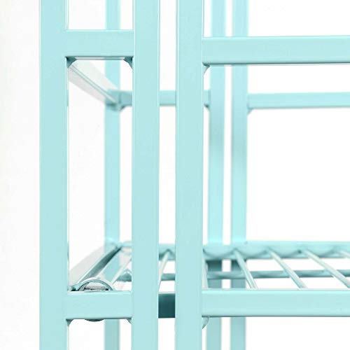 Image of Convenience Concepts Xtra Storage 4-Tier Folding Metal Shelf, Seafoam, 13D x 11.25W x 45H in