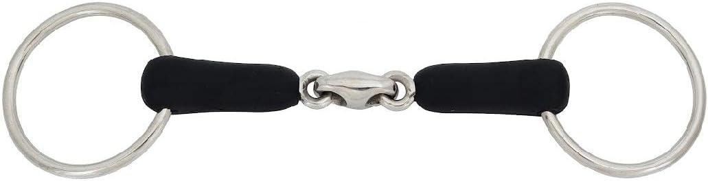 Horse Loose Ring Rubber Bit with Lozenge Fat Double Jointed Snaffle