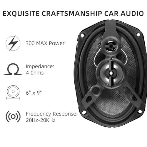 Image of 6 * 9-Inch Car Coaxial Speaker 3-Way Full Frequency High Fidelity Audio 300W Peak Power 4 Ohms Professional High-End Stereo Surround Sound (2-Speakers)
