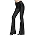 Pantalon Evase Femme Taille Haute a Volant Mode Bouffant Casual Pantalons Patte d’Eléphant Métallique Leggings Simili Cuir pour Danse Fete Yoga Pilates Soirée Clubwear Trousers de Plage Wide Leg Pants