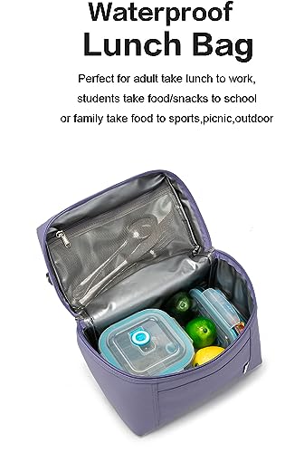 Image of NOL Natural Organic Lifestyle Insulated Lunch Bags for Women Cooler Bag Lightweight Nylon Waterproof Lunch Box For Work (Light purple, Medium(normal))