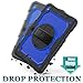 SEYMAC stock Case for iPad 9th/ 8th/ 7th Generation 10.2'', Shockproof with Screen Protector, Pencil Holder [360° Rotating Hand Strap] & Stand, for iPad 10.2 inch 2021-2019 (Blue+Black)