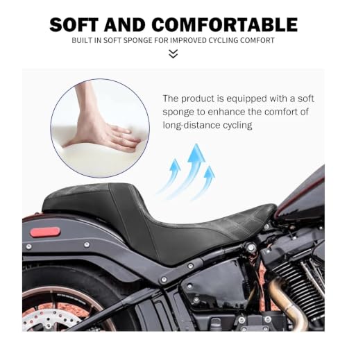 Sillín motocicleta biplaza para viajes largos en Softail Sport Glide y Low Rider 5