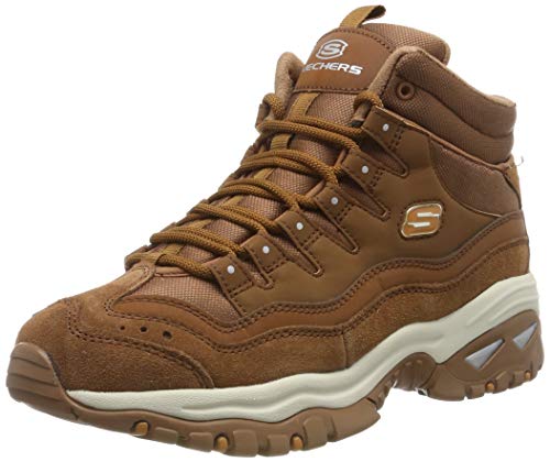 Skechers Women's Energy-Cool Rider-Suede Overlay Wavy Lace-Up Boot Chukka, Chestnut, 10 M US