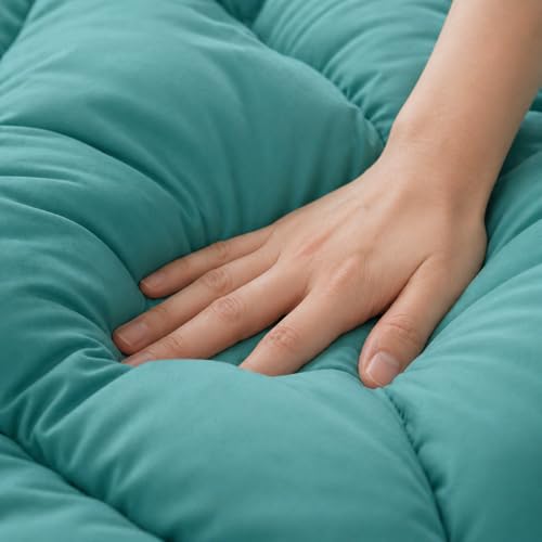 Image of Luxury Hotel Collection Cotton Comforter | All-Season Lightweight Quilt for Hot Sleepers | Plush, Breathable & Box-Stitched (King) Aqua Blue