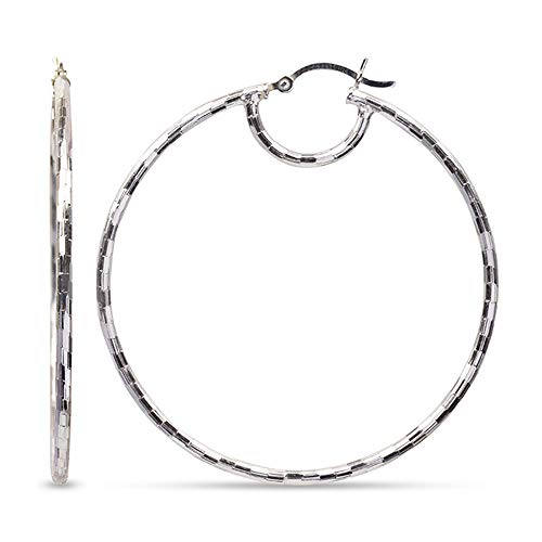 LeCalla 925 Sterling Silver Large Hoop Earrings | Lightweight High-Polished Italian Handmade Earring Hoops | Round Shaped Statement Hoops Earring for Women