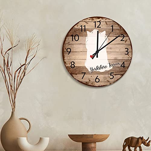 Horloge murale rustique Yorkshire Terrier idée cadeau pour salon - 4