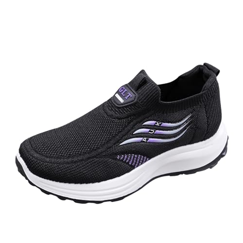 Genérico Deportivas Ancho Especial Mujer Antideslizante Caminar Zapatos Ligeros Deportes Zapatos Casuales Zapatillas 𝗕lancas CuñA (Black, 37)
