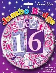 sweet 16 birthday badge for girl by Card and Party Store
