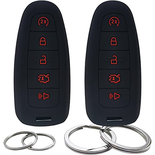 Image of 2 Pcs Silicone 5 Buttons Key Fob Cover Remote Case Keyless Protector Compatible with Ford C-Max Edge Escape Expedition, Car Window Curtains