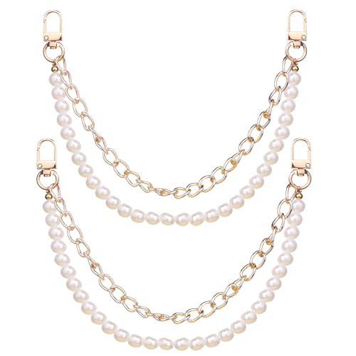 Image of Purse Chain Pearl Bag Chains Purse Charms with Gold Straps Bag Charms for Handbags (2)
