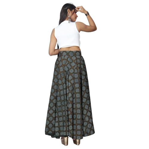 Image of JYESHTA Women's American Crepe Flared A Line Stitched Long Skirt with 12 Mtr Flare 40 in Height | Skirts for Women Long Length | Long Skirts for Girls