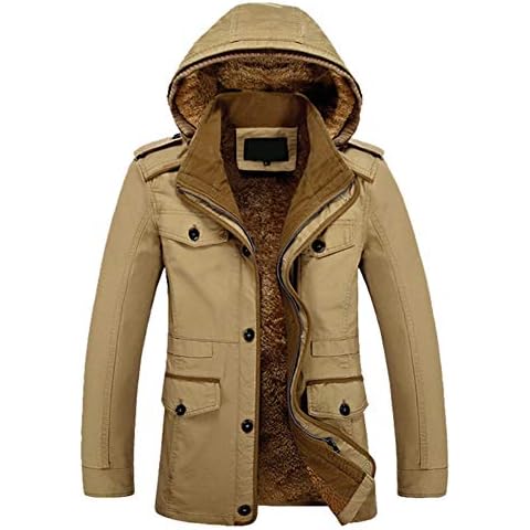 YOUTHUP Herren Mantel mit Kapuze Übergangsmantel Warm Leicht Winter Frühling Stehkragen Cover