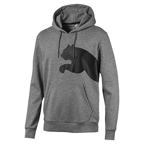 PUMA Men's Big Logo Hoody, French Terry Medium Gray Heather, L