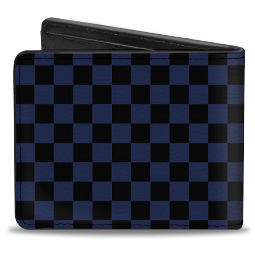 Buckle-Down Men's Wallet, Bifold, Checker Black Royal 288C, Vegan Leather, Multi, 4.0