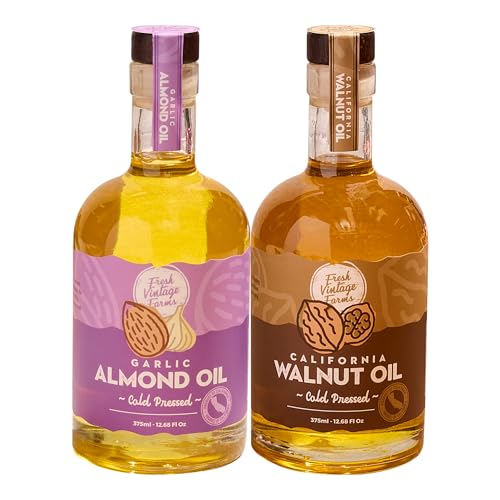 Fresh Vintage Farms Cold Pressed Walnut &amp; Garlic Almond Oil - 375ml, Pack 2