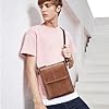 BAIGIO Leather Man Bag Men's Genuine Leather Shoulder Bags Retro Crossbody Bags for Men Brown Messenger Bag Casual Travel Bag for Phone Wallet Keys Passport Glasses #1