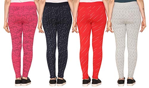 Image of SHAUN Women Free Size (Waist Size-26-34 inch) Stretchable Jegging (Length 37-39 inch Pack of 4)