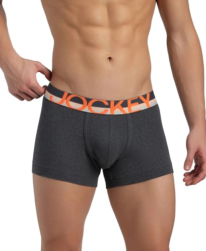 Image of Jockey FP03 Men's Super Combed Cotton Rib Solid Trunk with Ultrasoft Waistband Charcoal Melange S