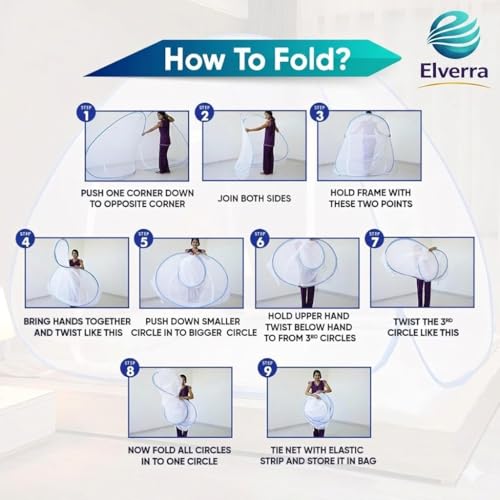 Image of Premium Mosquito Net for King Size Double Bed (6X 6 Feet), Easy Foldable Machardani with Corrosion Resistant PVC Coated Steel Frame, 30GSM 50 Denier Mesh (Full Purple)