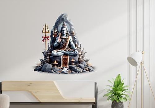 Image of CreativeEdge PVC Vinyl Lord Shiva (60 cm x 69 cm) Wall Sticker