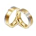 Epinki Alliance de Couple, Bague 6MM Poli Bicolore Argent Or Acier Inoxydable avec Zirconium Blanc Bague Femme Taille 54 & Homme Taille 62