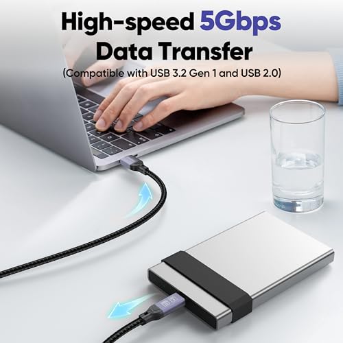 DteeDck 20 Ft USB C Cable Long, SuperSpeed 5Gbps Data Transfer & 2.4A Fast Charging USB A to Type C Cord for Xbox PS5 Controller iPhone 16/15 Android Phone, Tablet, Sturdy Aluminum & Braided by DteeDck - Image 3