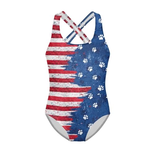 Image of One Piece Swimsuit for Girls Kids Quick Dry Bathing Suit with Crossback Strap Summer Beach Swimwear Size 5T-14