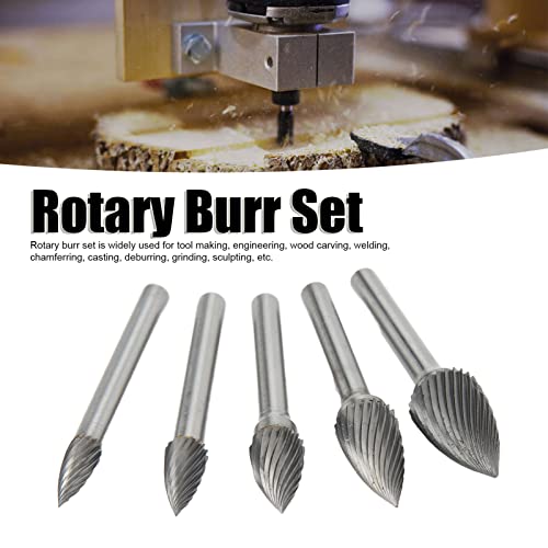 Kit de fresas rotativas de carburo 5 piezas 6mm mango miniatura 4