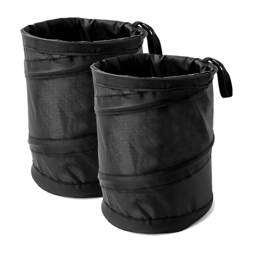 ZNDAW 2 PCS Car Trash Can, Waterproof Portable Collapsible Pop-up Garbage Bin with Elastic Band, Automotive Mini Portable Hanging Rubbish Bin Trash Bag for Camping Traveling