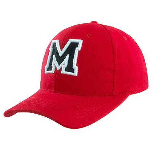 4sold Gorra de béisbol ajustable con letras rojas y negras para niños y niñas, con bordado 3D del alfabeto para niños, M, Talla única Cover