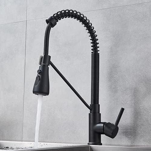 Robinet d'évier de cuisine style commercial chrome et noir mat