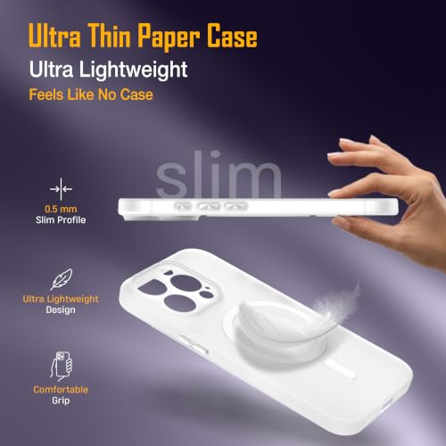 Image of ZAP CASE Paper Thin Case for iPhone 16 Pro | Ultra-Slim 0.5 mm Back Cover | Metal Buttons | Lightweight | Matte Finish | Anti-Fingerprint | Scratch Resistant | Camera Protection | Magsafe | White