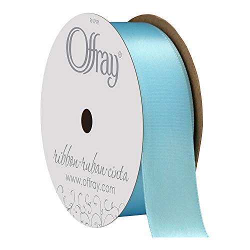 Image of Berwick Offray 360156 7 /8 inch Wide Single Face Satin Ribbon, Ocean Blue, 6 Yds